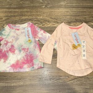 (2) Toddler Girls'  Long Sleeve T-Shirts - Cat & Jack 12M. NWT. 3